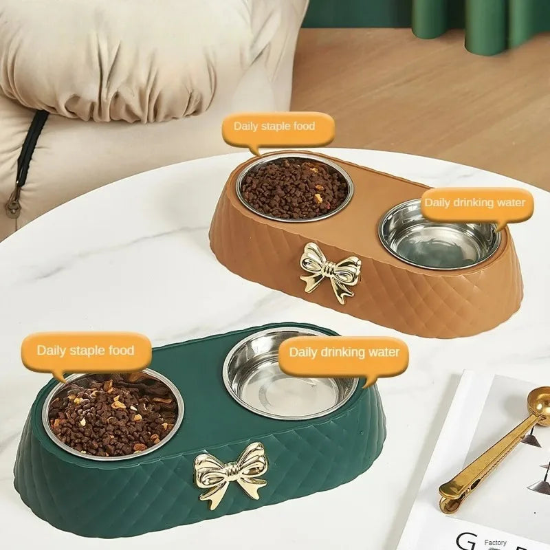 1 peça tigelas de comida para cães e gatos, tigela dupla para comida e bebida, suprimentos para animais de estimação