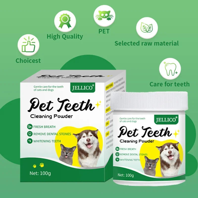 Pó para limpeza de dentes de animais de estimação, limpeza bucal, novo mau hálito, cães podem comer pedras para limpeza de dentes, pó para limpeza de dentes