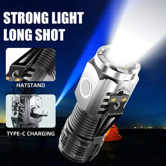 Lanterna Mini Flash Superpoderosa Monstro de Três Olhos, Recarregável, Portátil, Iluminação Externa, Longo Alcance, Poderosa Lanterna