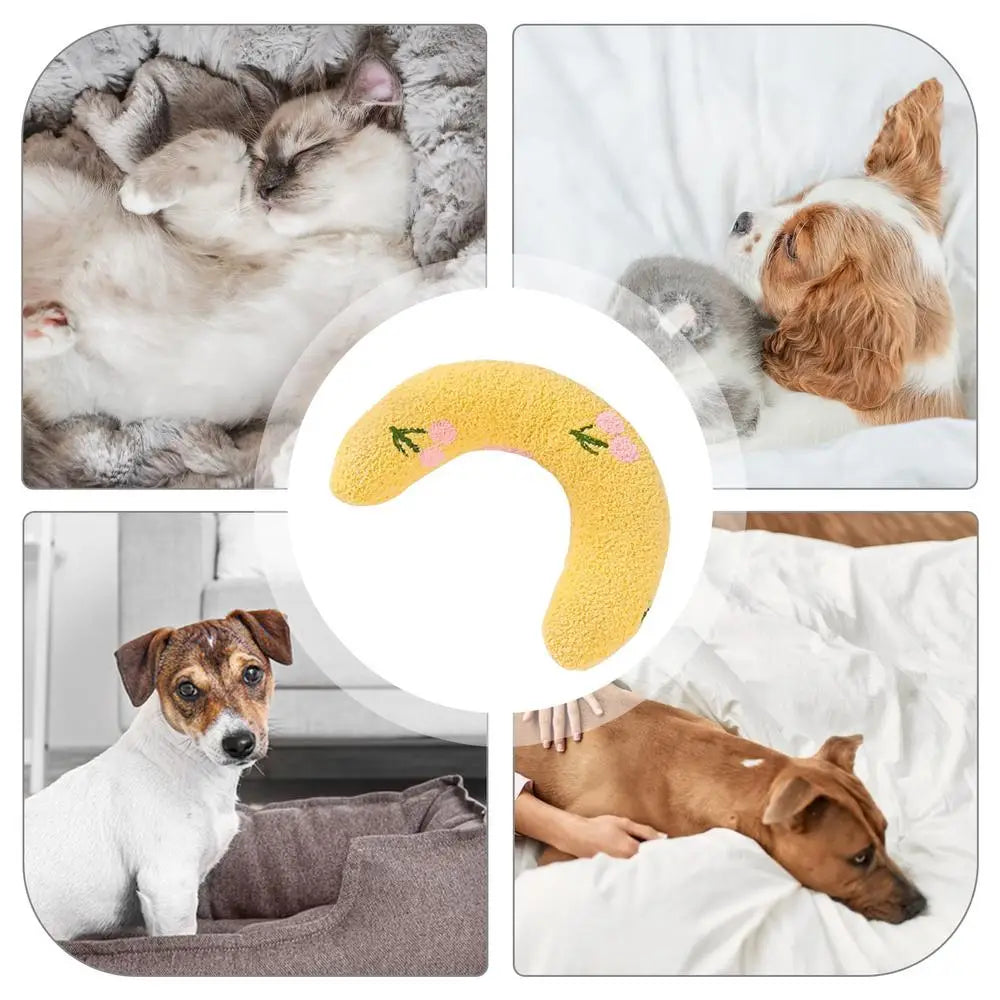 Almofadas para cães Almofada macia para cães Almofada decorativa Meio donut Brinquedo calmante para animais de estimação Almofada para filhotes Padrão bordado Almofada para cama de cachorro