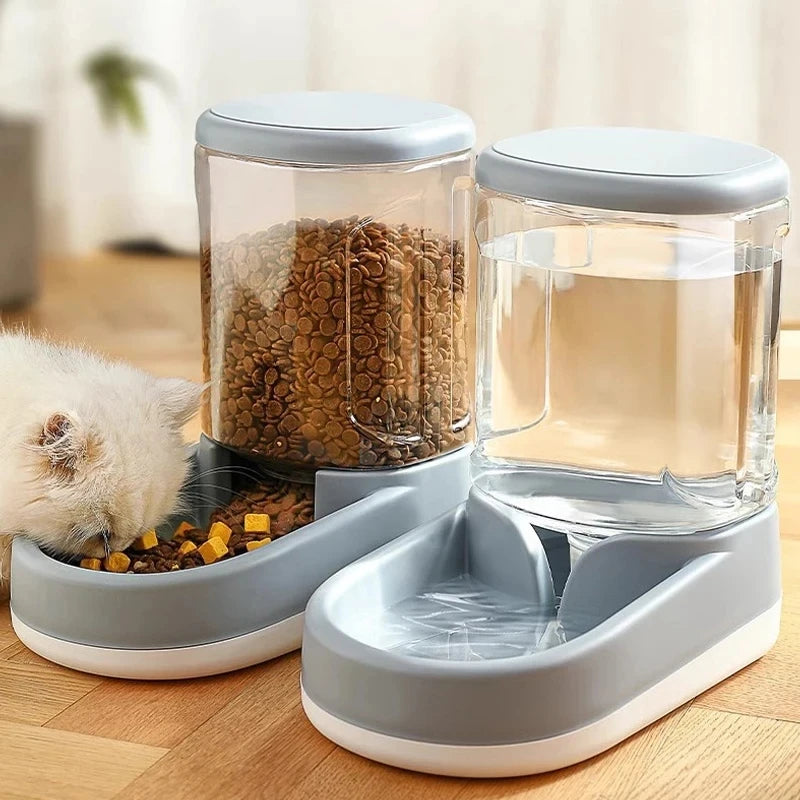 &amp; Cão Gato Alimentador Automático de Gravidade para Animais de Estimação Grande Capacidade Dispositivo de Água Potável Comida para Cães e Gatos Economize Esforço Acessório para Beber Animais de Estimação