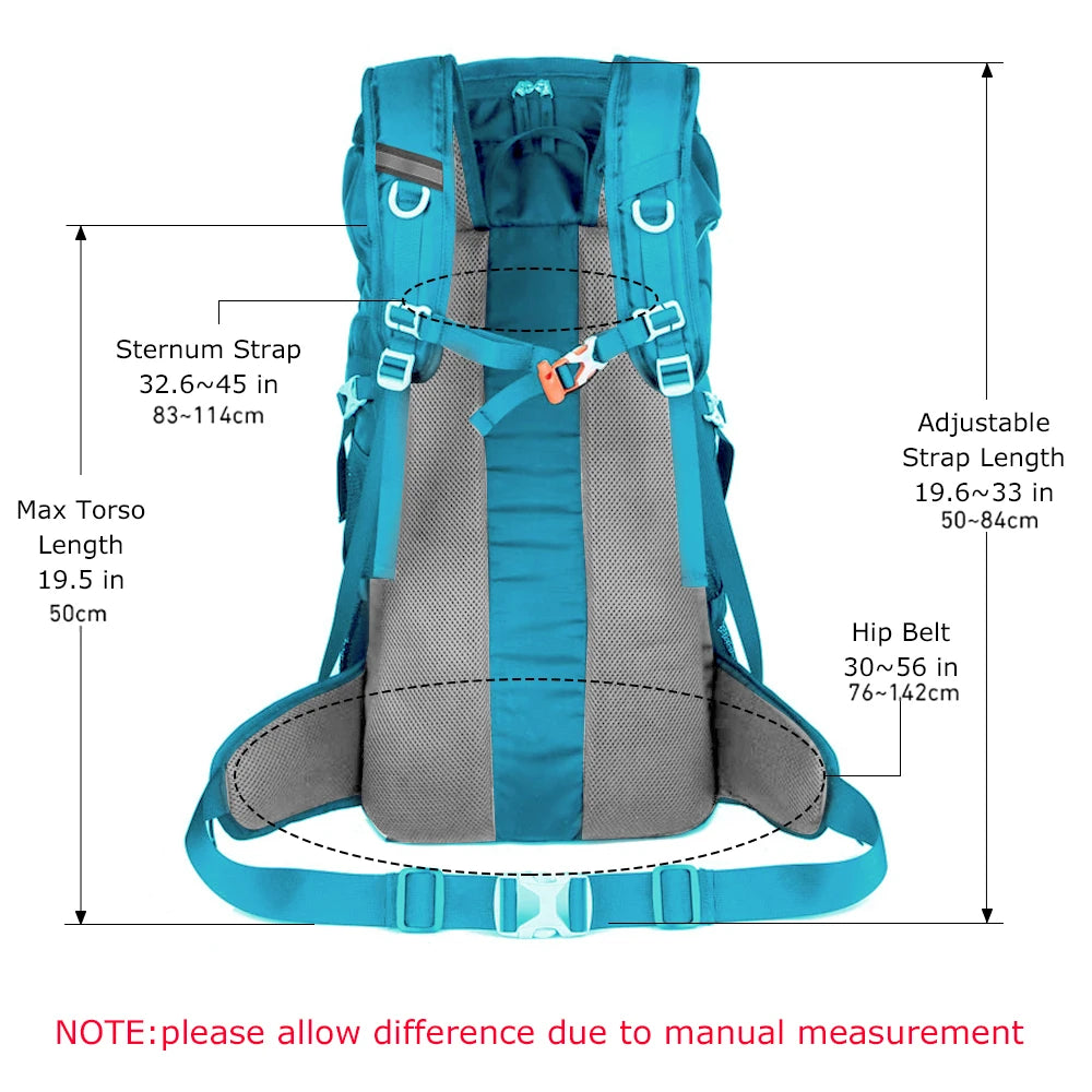 Mochila de caminhada WESTTUNE 50L com capa de chuva, bolsa multifuncional para montanhismo, mochila para atividades ao ar livre, para viagens, trekking e acampamento