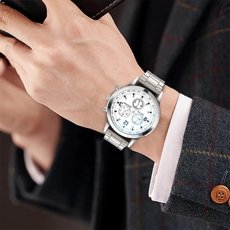 1/2 peças relógios masculinos de negócios, moda masculina, pulseira de aço, relógio de quartzo com pulseira (caixa não incluída)