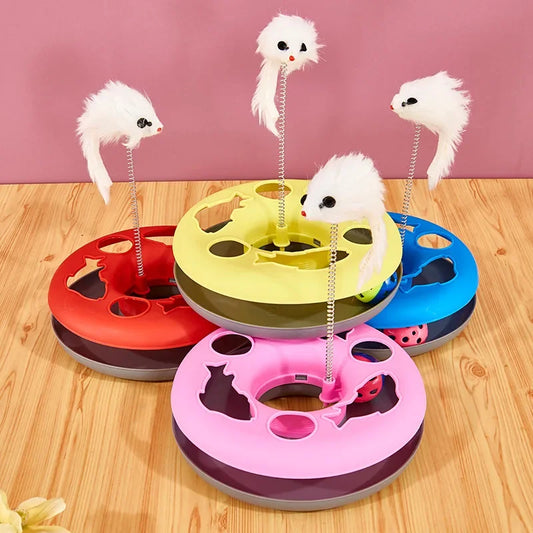 Brinquedos engraçados para gatos dentro de casa Brinquedos interativos para gatinhos Pistas de rolo com catnip Brinquedo de mola para animais de estimação com bolas de exercício Rato provocador