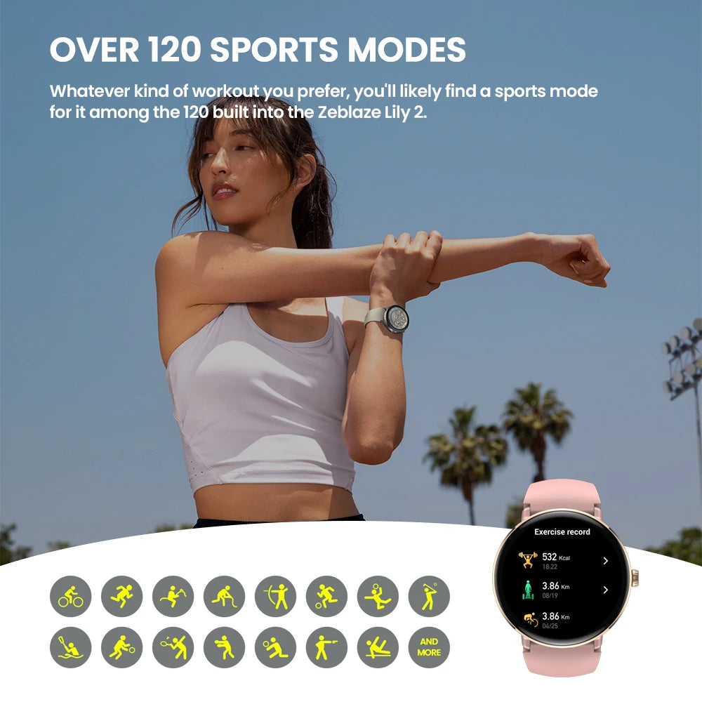 O NOVO Zeblaze Lily 2 2025, Smartwatch Feminino com Chamadas por Voz, Tela AMOLED de 1,2" e Pulseira Dupla, Relógio Inteligente Esportivo para Gestão da Saúde