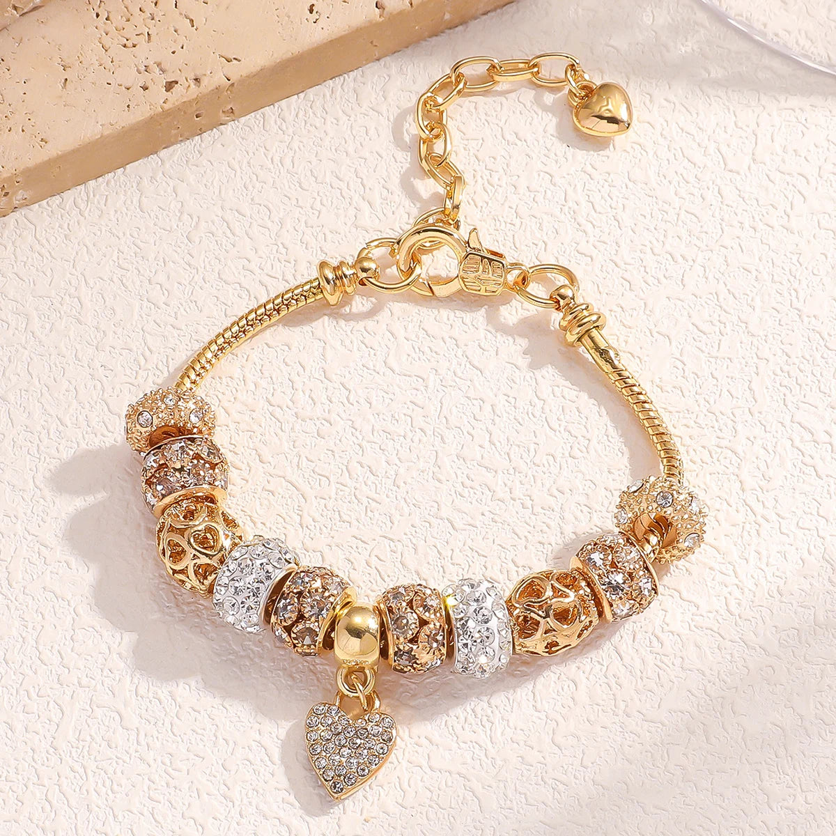 1 Pulseira feminina multi-elementos com contas de amor, pulseira de família, acessórios para festa de uso diário