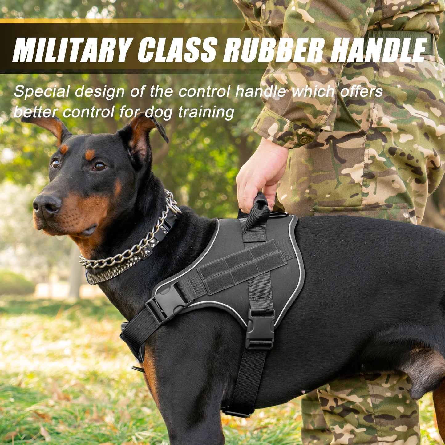 Arnês tático para cães, colete de treinamento para animais de estimação, Doberman Pinscher, arnês para cães de pequeno, médio e grande porte, à prova de explosão