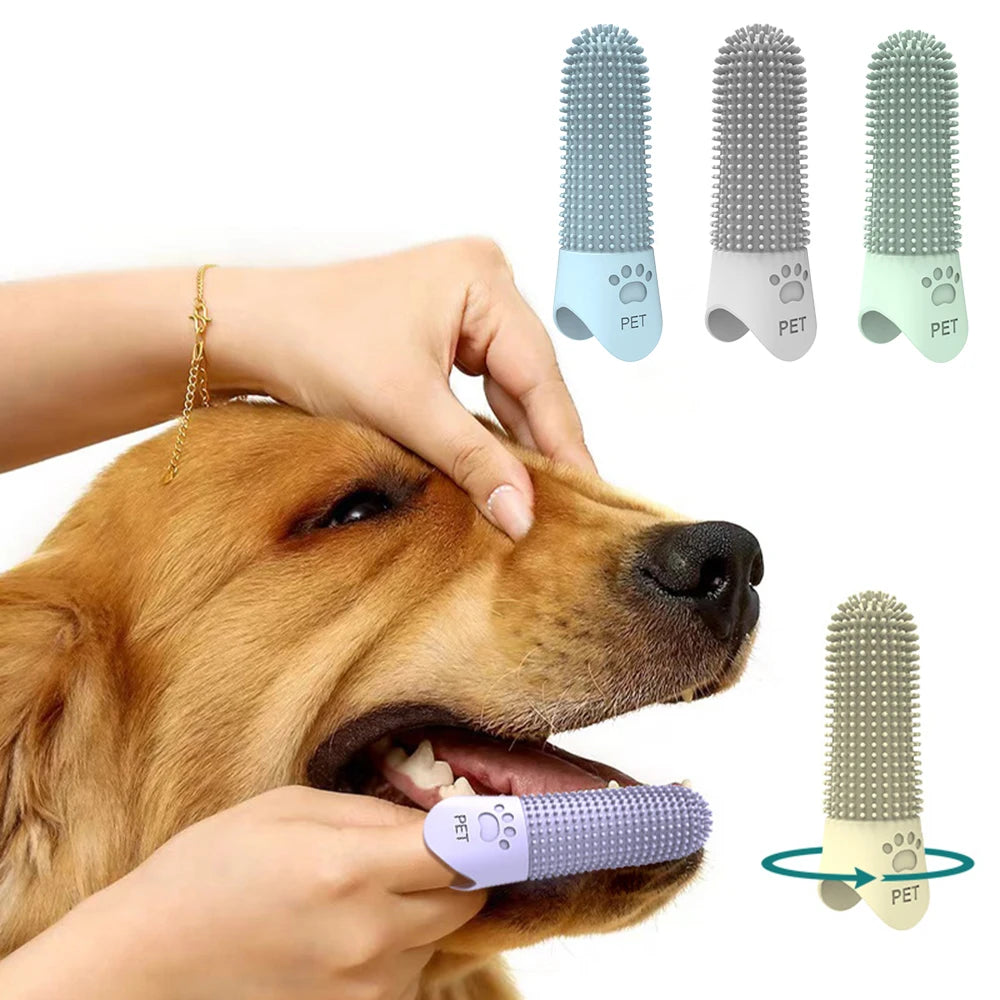 Escovas de dentes de silicone para limpeza de dentes de animais de estimação para cães e gatos, limpeza e remoção de tártaro e pedras.