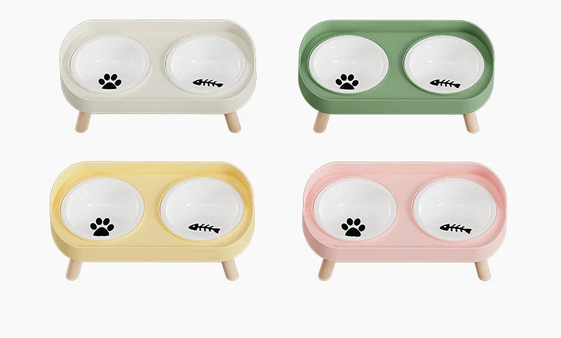 Tigela para animais de estimação, tigela dupla de plástico PP, tigela anti-morte, tigela integrada para água e grãos, tigela para cães, gatos e cães, tigela para água e grãos