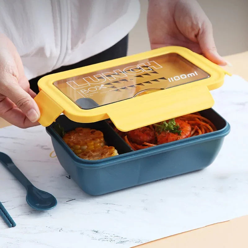 New Microwave  Lunch containers Box with Compartments  Bento Box Japanese Style Leakproof Food Container for Kids with Tableware