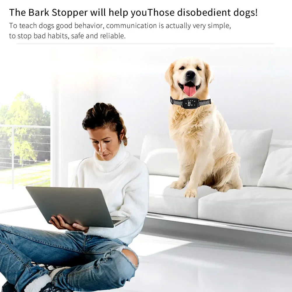 Smart Automatic Anti Barking Dog Collar HD Digital Display IP67 Waterproof Collar For Dog Rechargeable Bark Stopper Stop Barking
