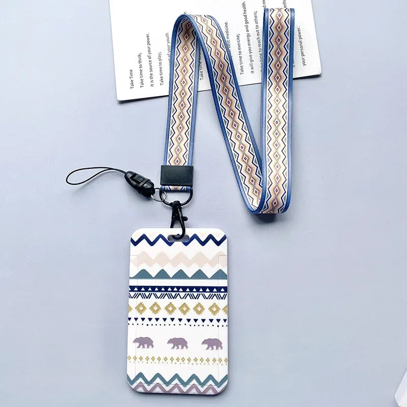 Capa para cartão de identidade estudantil com alça de pescoço, bolsa geométrica feminina masculina, crachá de trabalho, ônibus, porta-cartão de crédito, bolsas com cordão