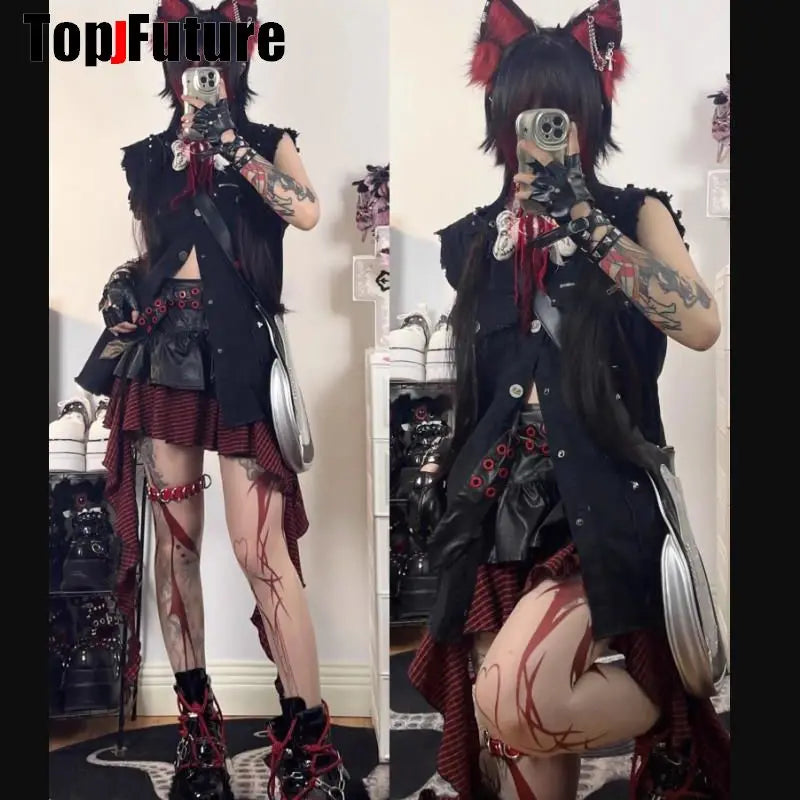 Mulheres Y2K Garota sangrenta punk Harajuku Gótico Lolita doente ferido colar curto Halloween cosplay adereços subcultura Gargantilhas Gargantilha