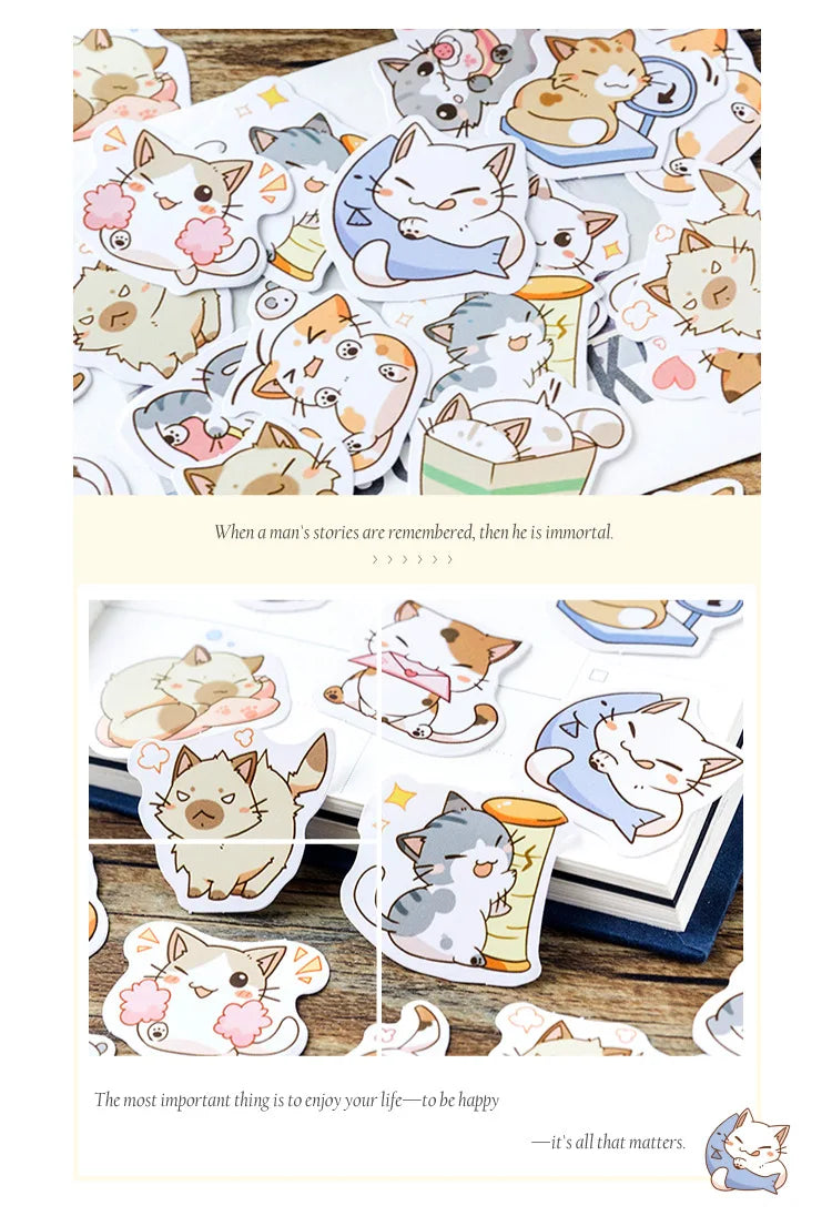 45 unidades/caixa Meus Gatos Travessos Kawaii Mini Adesivos de Papel Diário DIY Álbum de Scrapbooking Decoração Material Escolar Adesivos de Papelaria