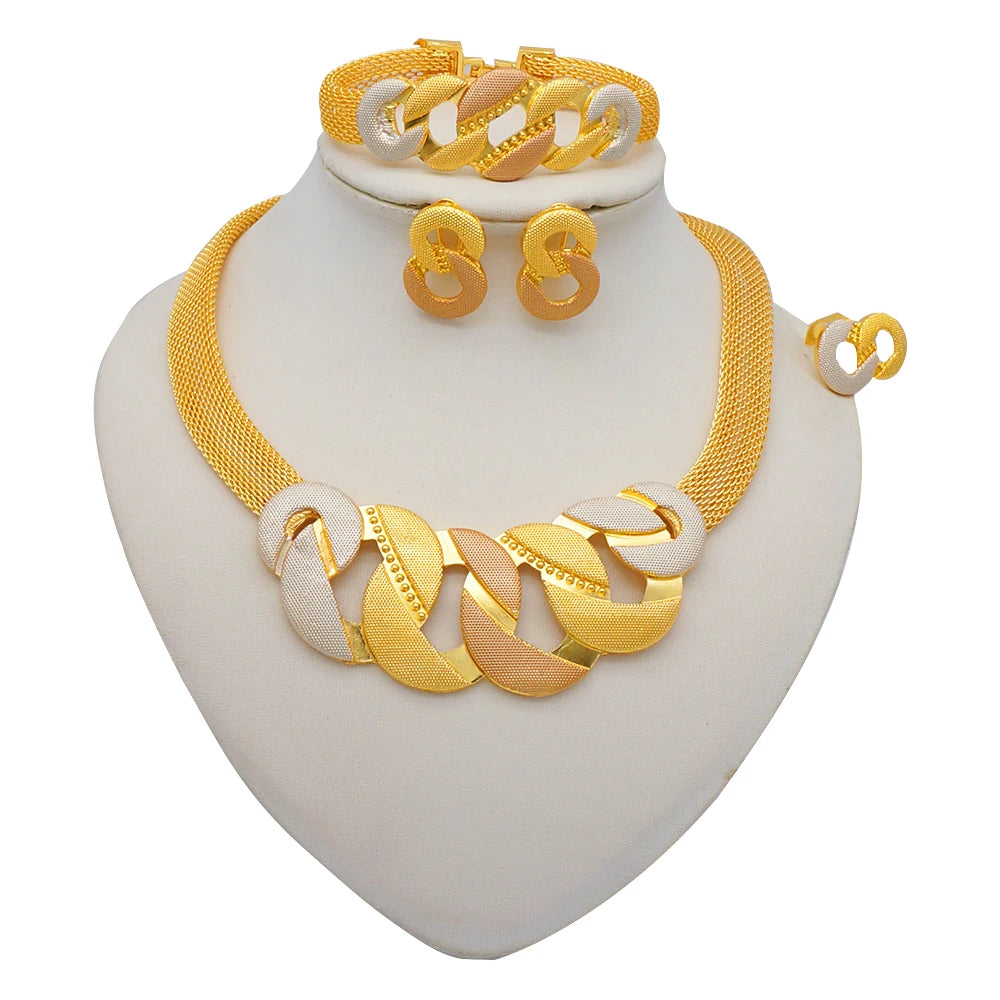 Conjuntos de joias finas 2023 para mulheres, presentes de casamento, colar, pulseira, brincos, anel, joias com contas africanas