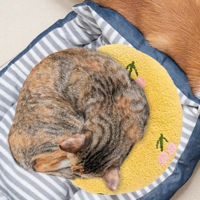 Almofadas para cães Almofada macia para cães Almofada decorativa Meio donut Brinquedo calmante para animais de estimação Almofada para filhotes Padrão bordado Almofada para cama de cachorro