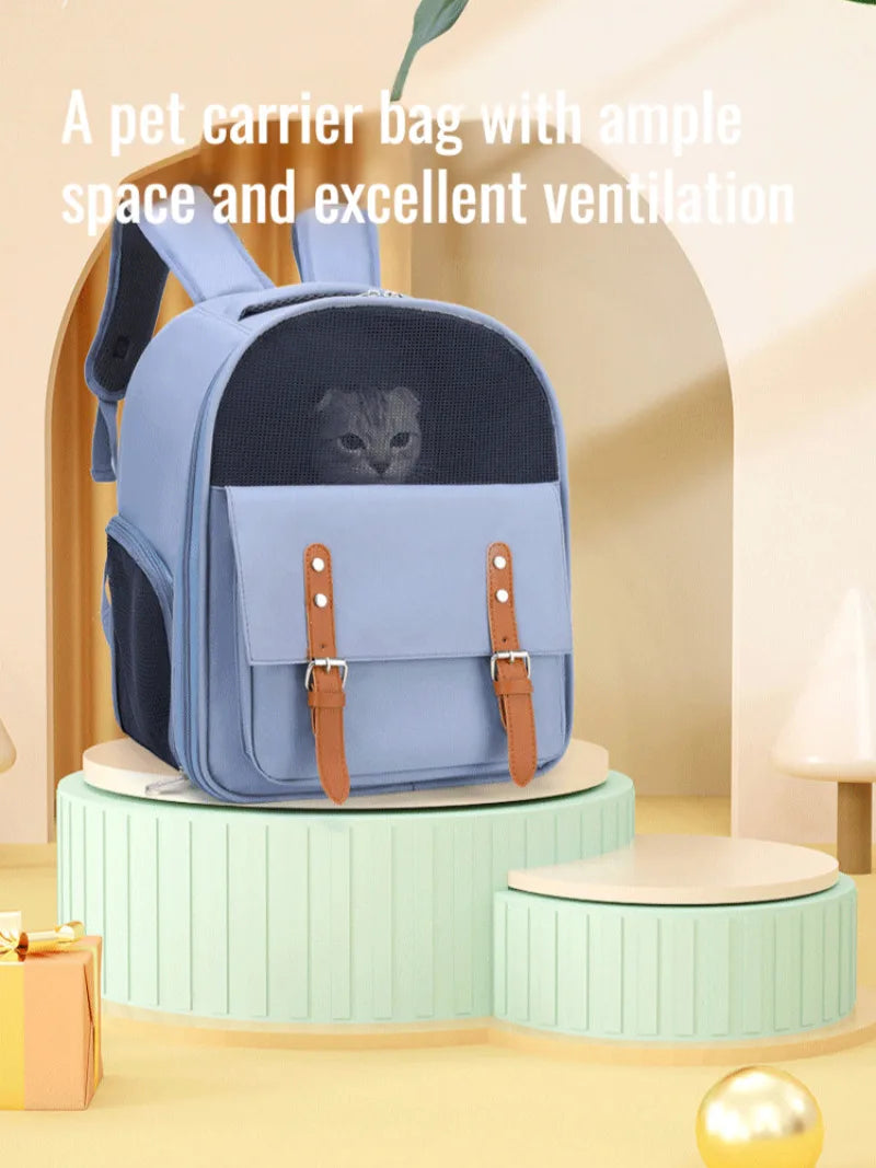 Mochila para gatos de grande capacidade para atividades ao ar livre - Mochila portátil de ombro para animais de estimação, respirável, confortável para viagens/caminhadas, fácil de transportar