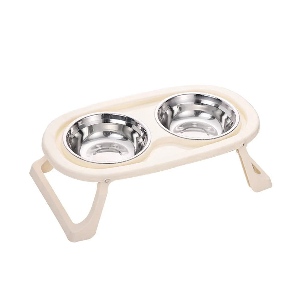 Tigela dupla para animais de estimação: design dobrável elevado para cães e gatos, antiderramamento, grande capacidade, tigela de comida para gatos e prato de alimentação para cães