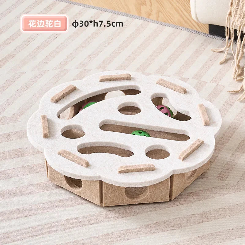 Brinquedo de quebra-cabeça para gatos, caixa de feltro, brinquedo de exercício para gatos com bola, entretenimento esportivo interno, brinquedos de caça para gatos domésticos
