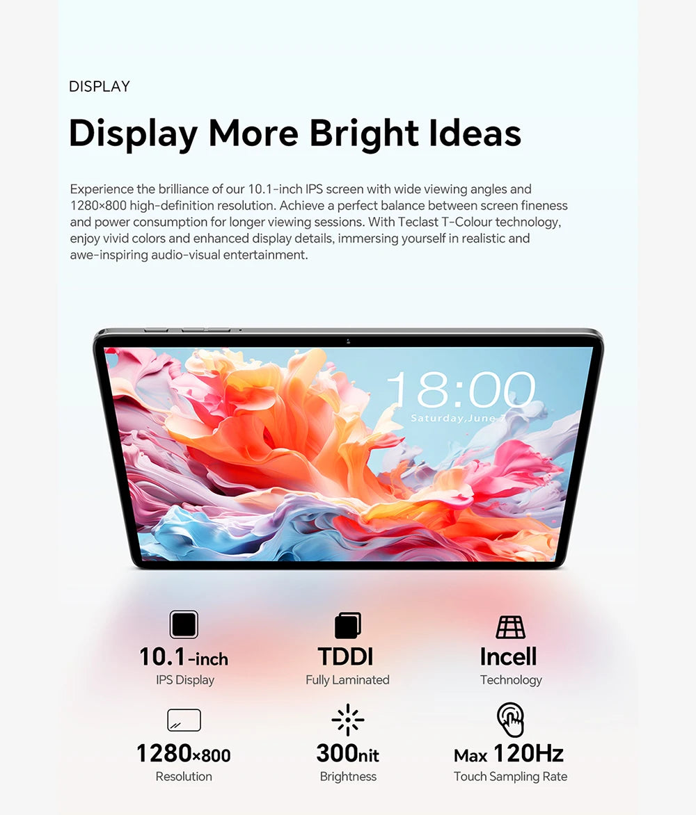 Tablet Teclast P30T Android 15 10.1" IPS Max 12GB RAM 128GB ROM T606 8-core 6000mAh Teclado/Capa/Mouse/Caneta/Fone de Ouvido/Suporte