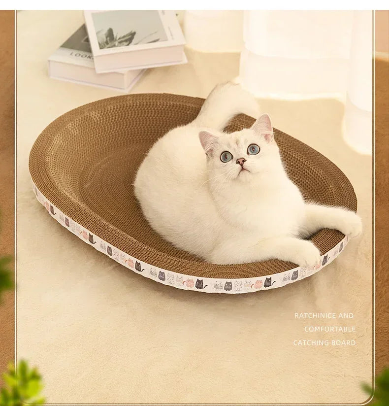 Arranhador ondulado para gatos, redondo, oval, com garras de moagem, resistente ao desgaste, cama para gatos, acessórios para gatos