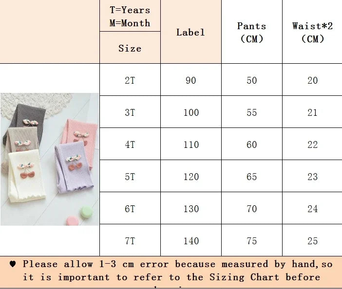 Kids Leggings Cherry Decoration Kids Leggings for Girls 2 To 7 Years Kids Pants Clothes Girls  Children Leggings Girls