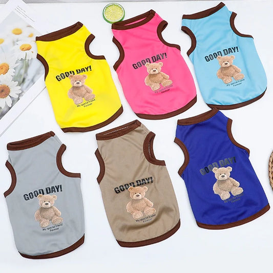 Roupas de cachorro de urso de desenho animado, fantasia fofa de algodão para cachorro, camiseta para animais de estimação, colete para gatos, filhotes de cachorro pequeno e médio, shih tzu, tamanho XS-XXL