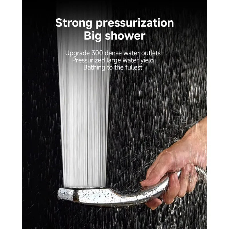 Chuveiro pressurizado de 300 furos, chuveiro quadrado de mão, bico de pulverização de chuva para economia de água, acessórios para banheiro