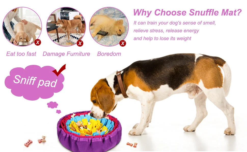 Tapete de farejar para cães, jogo interativo de alimentação para aliviar o tédio, estimula habilidades naturais de busca por comida para gatos e cães, tigela para viagem
