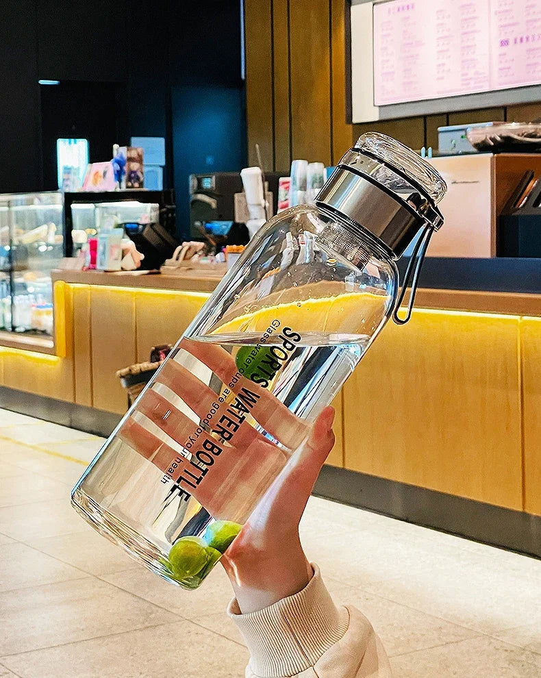 Garrafa de vidro grande de 2L para água, copo transparente para suco de leite, copo portátil à prova de vazamento para bebidas, chá, garrafa de vidro de 2L