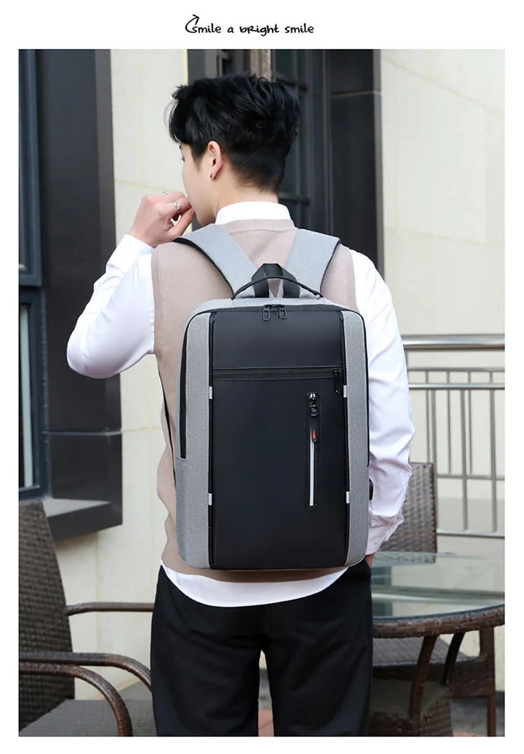 Mochilas escolares masculinas à prova d'água para laptop, mochilas escolares com entrada USB de 15,6 polegadas, mochilas de grande capacidade para homens