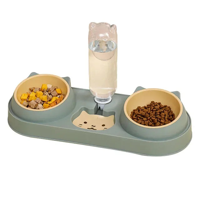 Tigela para gatos, alimentador automático, tigela para comida de cachorro com bebedouro, tigela dupla com suporte elevado, tigelas para gatos