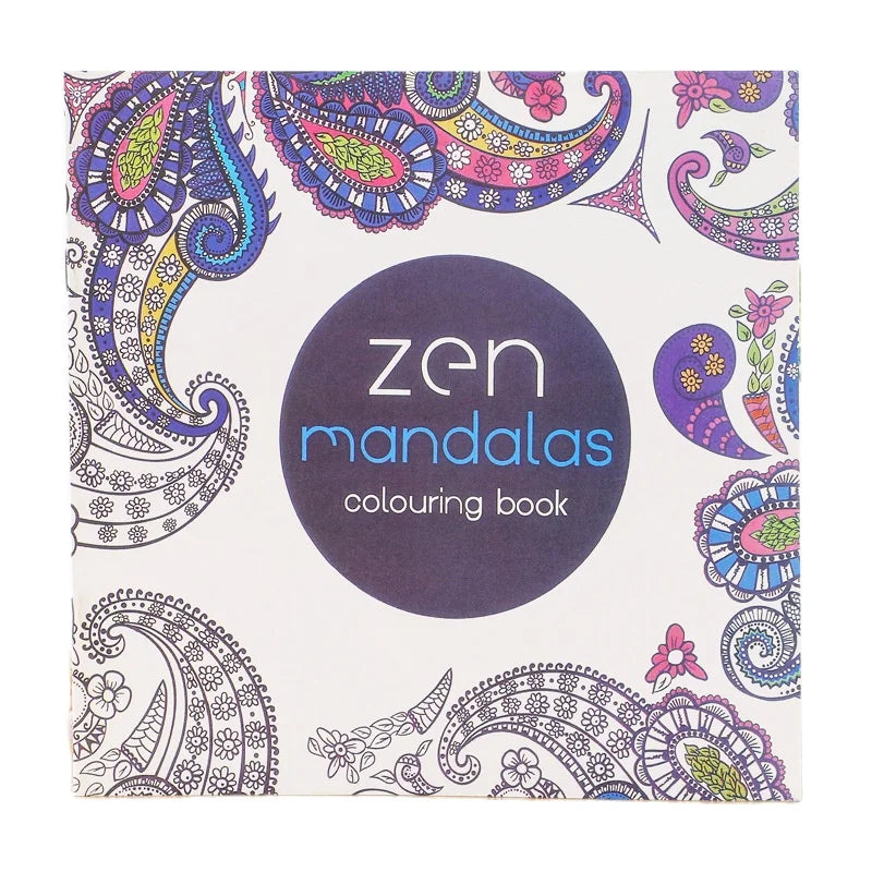 Livro de colorir Zen Mandalas com 128 páginas para adultos e crianças, para aliviar o estresse e matar o tempo, livro do jardim secreto com 12 lápis de cor