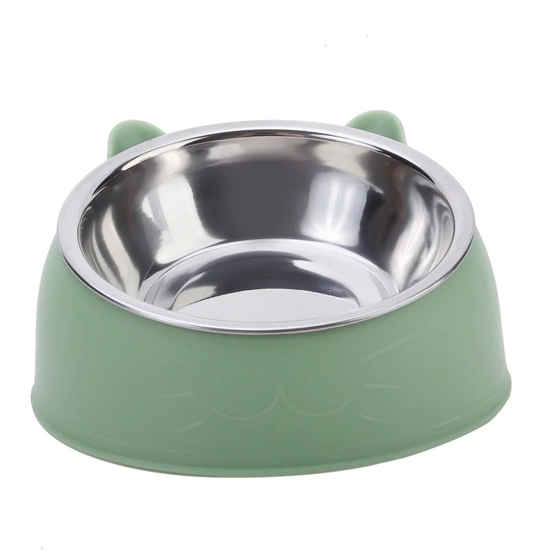 Tigela para gatos, adorável, criativa, inclinada, para gatinhos, filhotes, tigelas de alimentação, aço inoxidável, alimentador para gatos, cães de estimação, alimentadores para gatos