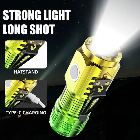Lanterna LED potente, super brilhante, mini portátil, três olhos, monstro, multifuncional, carregamento magnético, luz portátil para casa e áreas externas