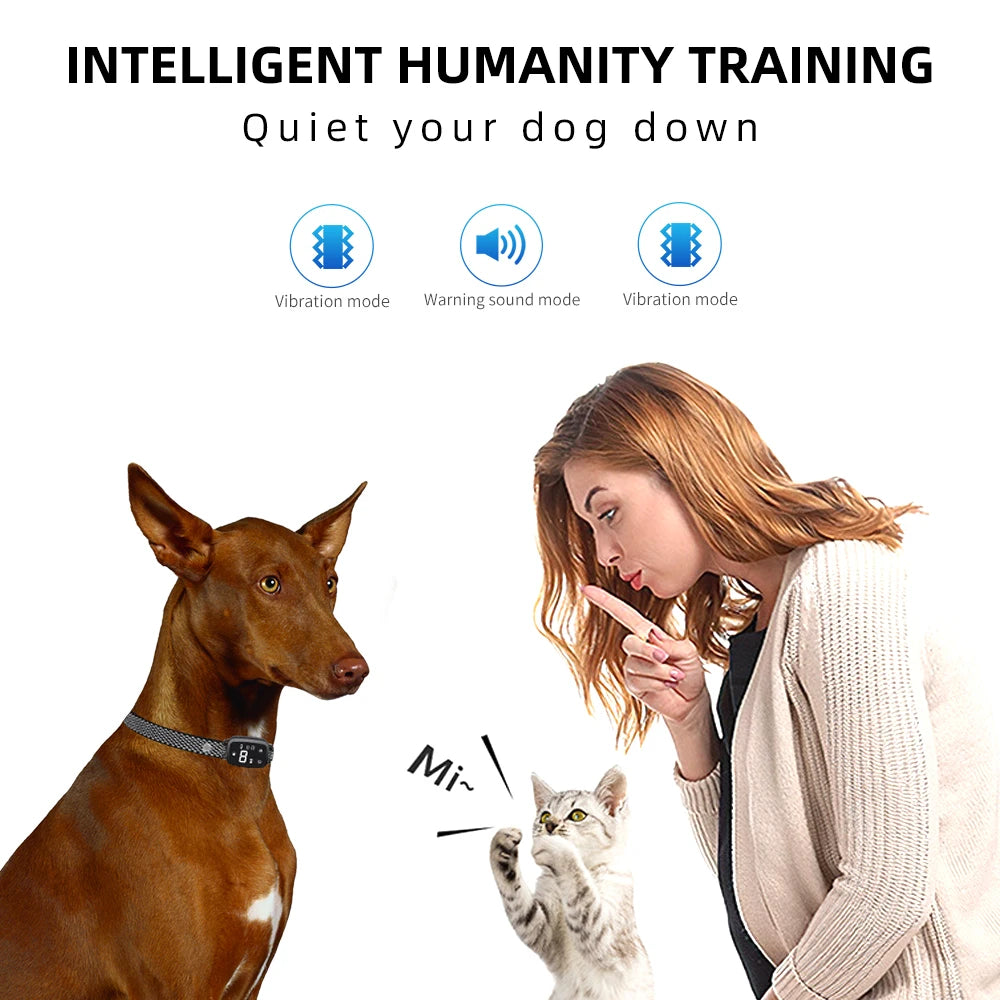 Automatic Anti Bark Dog Collar for Puppies Waterproof Rechargeable Dog Effective Stop Barking Training Collar Double Vibration