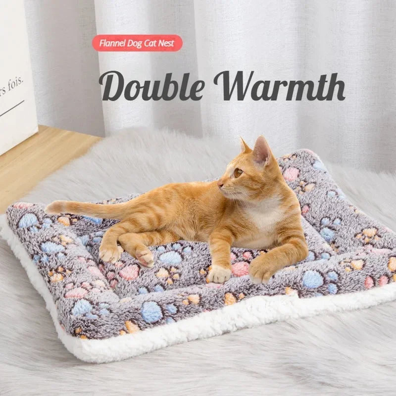 Tapete de pelúcia dupla face para animais de estimação, cama curta de pelúcia para gatos, cães pequenos, cobertor fofo para animais de estimação, almofada quente para gatinhos, sofá-cama para gatos