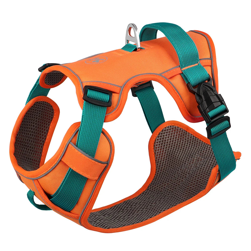 Arnês de cachorro de malha respirável, nylon refletivo, colete de treinamento durável para animais de estimação, ajustável para cães pequenos, médios e grandes