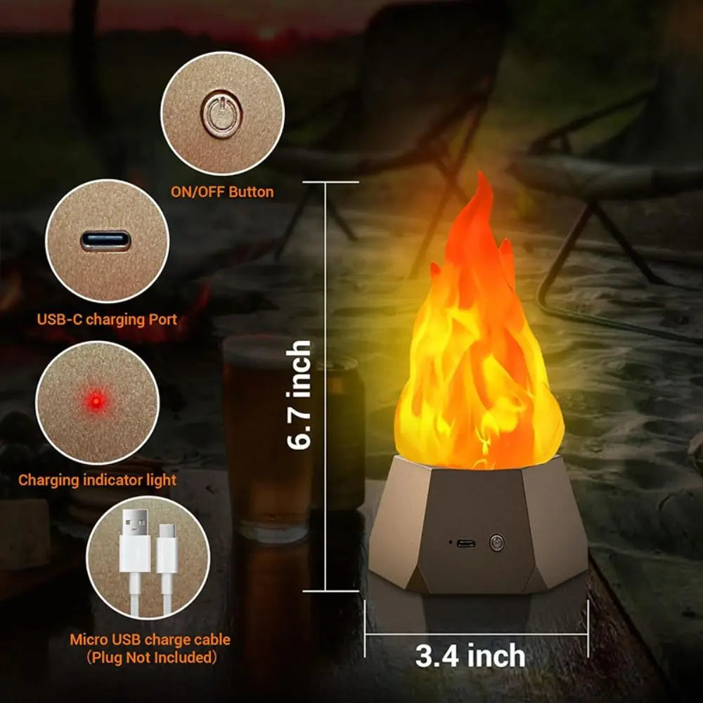Design à prova d'água LED Simulação de chama Luz de chama USB Lâmpada à prova d'água para áreas externas Luz decorativa LED