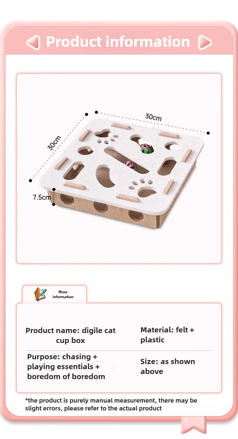 Brinquedos para gatos de estimação, caixa de quebra-cabeça de feltro, exercício interativo, jogo de caça para gatos domésticos, acessórios esportivos e entretenimento
