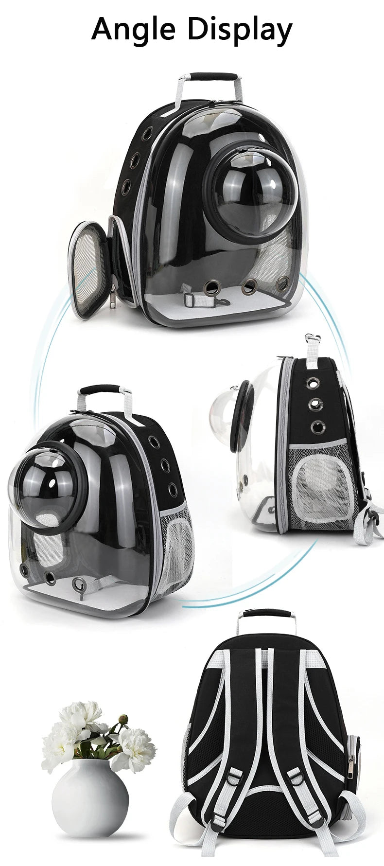 Bolsa de transporte para gatos e animais de estimação, mochilas para animais de estimação, respirável, portátil, transparente, bolsa de transporte para filhotes e cães, cápsula espacial