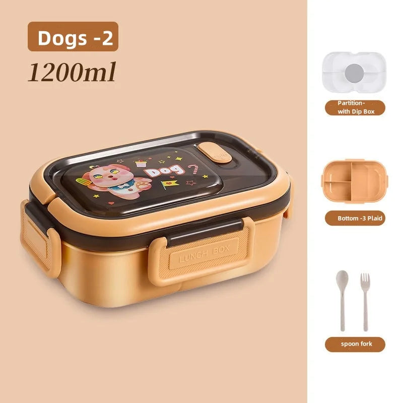 Lancheira de camada dupla 1200ml, compartimento portátil, caixa de alimentos para frutas, salada, micro-ondas, garfo e colher, caixa de piquenique para alimentos frescos