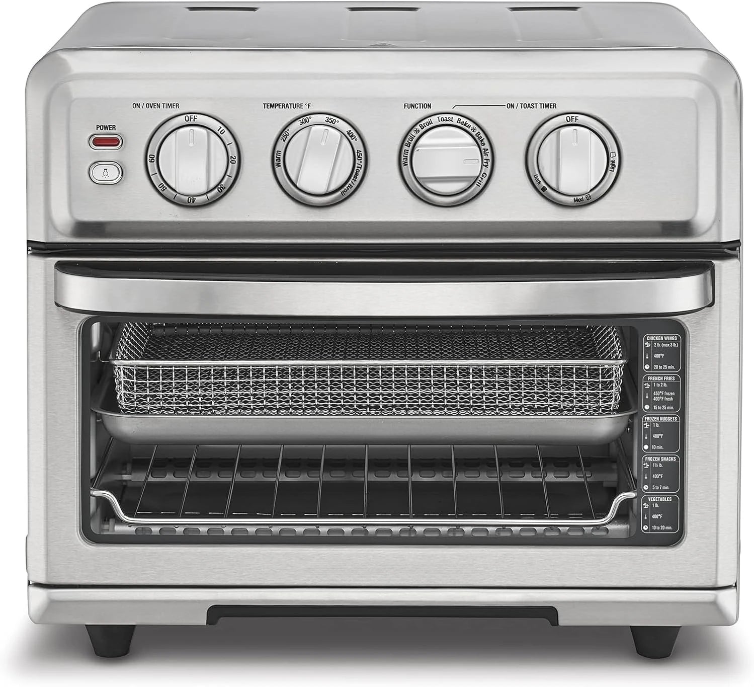 Air Fryer + Convection Toaster Oven, 8-1 Oven with Bake, Grill, Broil & Warm Options, Stainless Steel, TOA-70