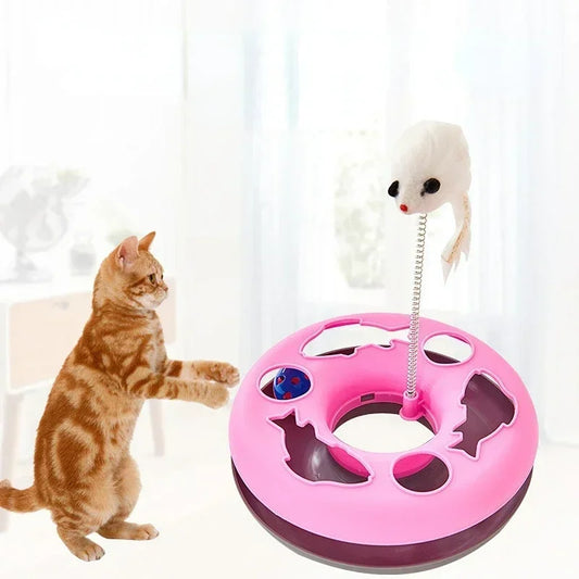 Brinquedos engraçados para gatos dentro de casa Brinquedos interativos para gatinhos Pistas de rolo com catnip Brinquedo de mola para animais de estimação com bolas de exercício Rato provocador