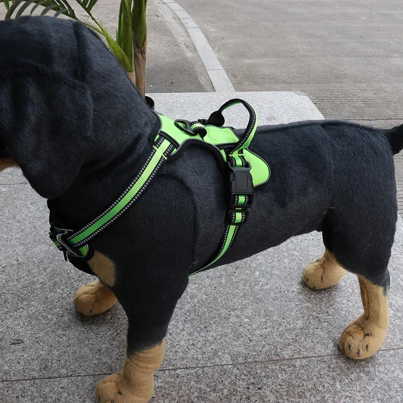 Coleira de nylon ajustável para cães, colete refletivo, macio e respirável, sem puxões, coleira para animais de estimação para cães pequenos e grandes