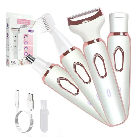 Depilador elétrico 4 em 1 para mulheres, depilador facial, aparador, depilador indolor para mulheres, para sobrancelhas e nariz
