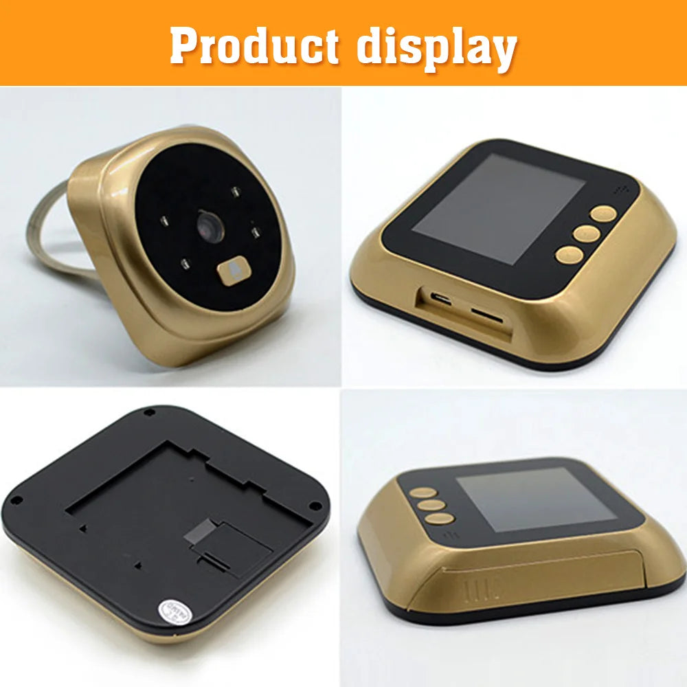 Campainha com câmera de porta WiFi e monitor sem fio, visão ao vivo, visão noturna, fotografia, monitoramento digital de porta (sem bateria)