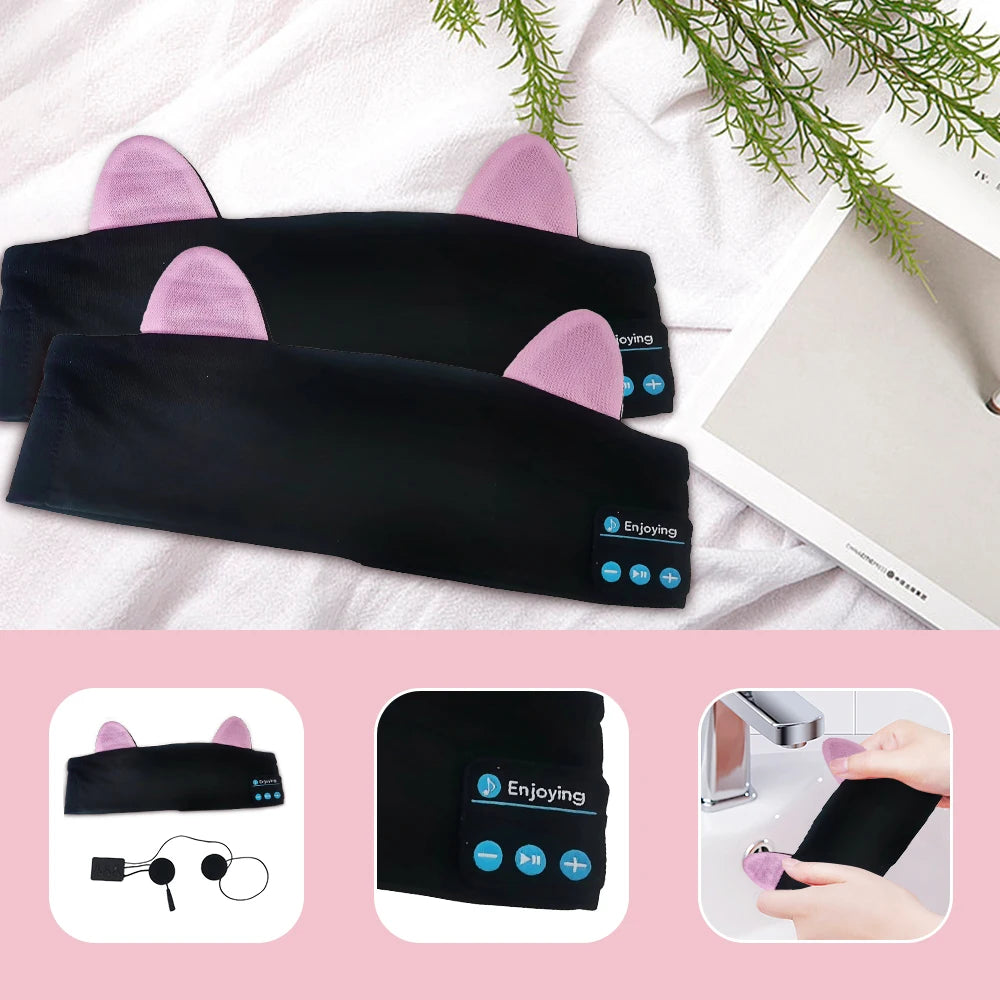 Kids Wireless Headphones Sleep Mask Headband With Microphone Headphones For Kids with Stereo Sound Foldable Kids Headphones