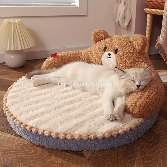 Soft Durable Round Cat Bed For Small Dogs And Cats - Removable Pet Mat And Mattress For Indoor And Outdoor Use