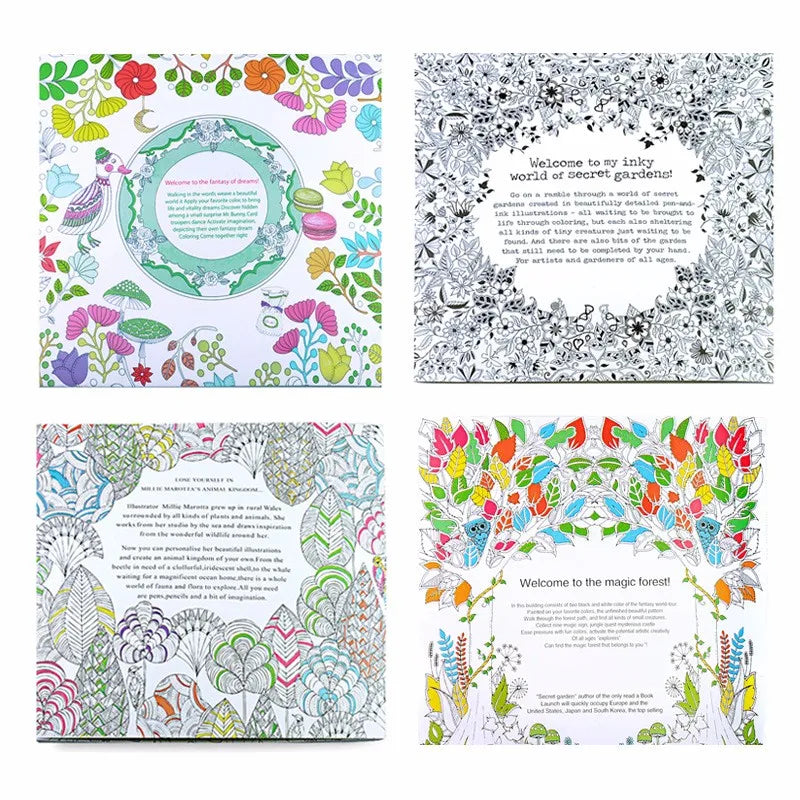 Livro de colorir de 24 páginas para crianças e adultos, alívio do estresse, matar o tempo, pintura faça você mesmo, livro de desenho, pintura, brinquedos educativos para crianças